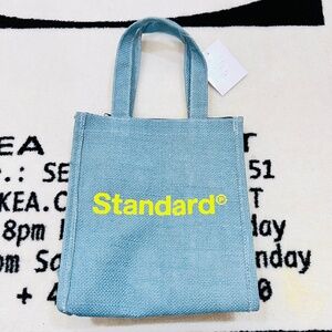 Standard Products Logo Sky Blue Color Jute Thermal Lunch Tote Bag